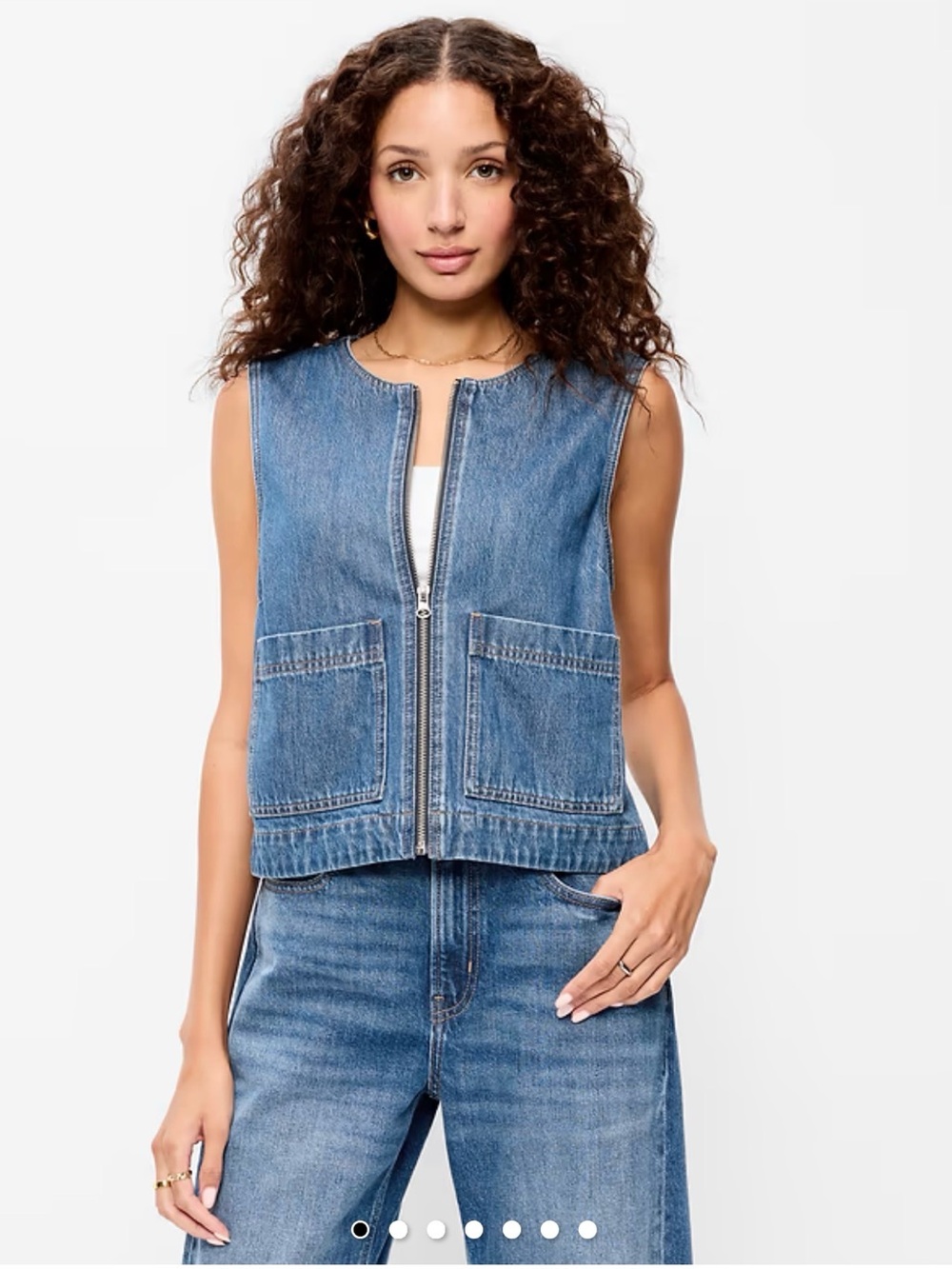 Old Navy Blue Denim Zip-Up Vest